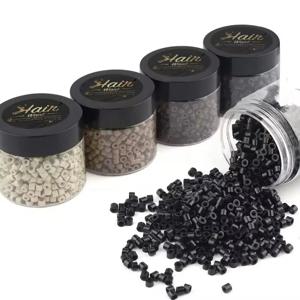 헤어 웨인트 1000개 4mm 실리콘 마이크로 링크 비즈 헤어 익스텐션, 익스텐션 헤어 틴셀 익스텐션용 보이지 않는 비즈