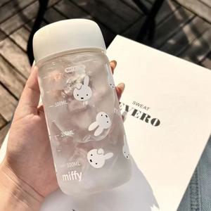 420ml 애니메이션 미피 토끼 물병 대용량 플라스틱 스포츠 물병 휴대용 누수 방지 물병 선물