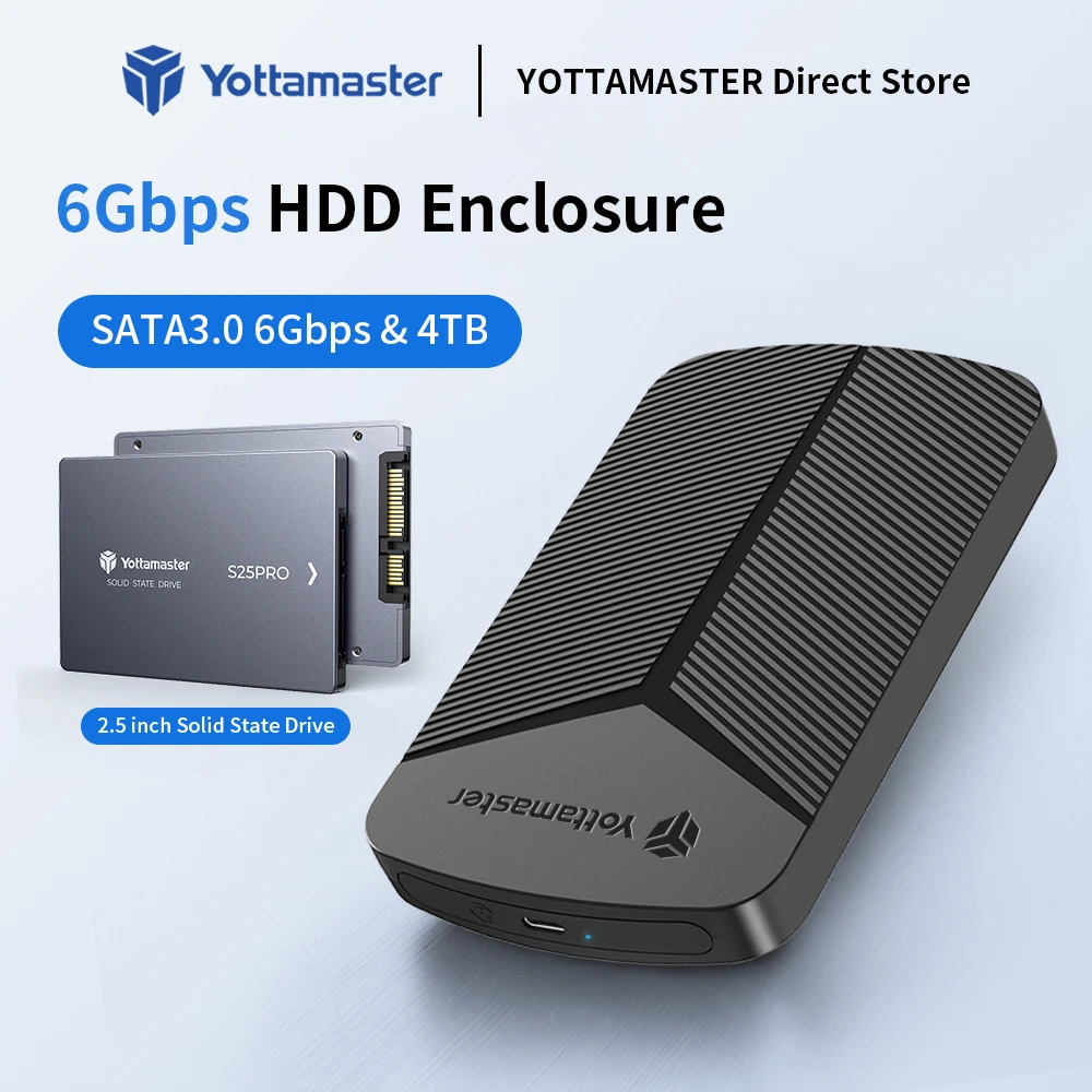 요타마스터 2.5인치 HDD 케이스 외장 SSD 하드 드라이브 케이스 SATA to USB 3.0 HDD 인클로저 PC 노트북용 6Gbps 스토리지 케이스 타입 C