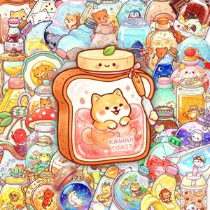 50-100개입 사랑스러운 꿈꾸는 듯한 애완동물 드리프트 병 그라피티 스티커, 방수 투명 PET 데코 스티커 (물컵, 휴대폰용)