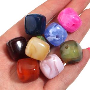 10 개/몫 16x17mm 사각형 아크릴 더블 컬러 비즈 쥬얼리 만들기위한 다채로운 느슨한 비즈 DIY 목걸이 팔찌 액세서리