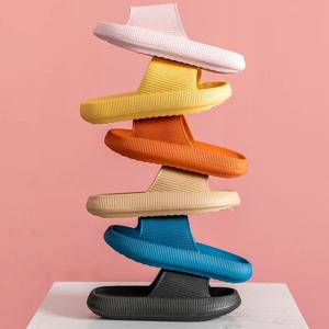 새로운 여성용 두꺼운 밑창 홈 슬리퍼 힐 여성 플랫폼 플랫 슈즈 미끄럼 방지 에바 거실 실내 슬라이드 여성 남성 슬리퍼