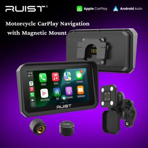 RUIST MOX61 오토바이용 카플레이 HD 터치스크린 6.1인치, 무선 애플 카플레이 & 안드로이드 오토, IP67 방수 GPS 및 TPMS 탑재