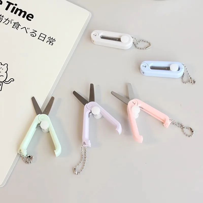 창의적인 미니 휴대용 접이식 가위 모란디 심플 종이 자르기 미술 도구 문구 가위 사무실 학교 용품