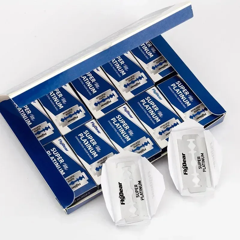 10-100Pcs 스테인레스 스틸 면도날 구식 수동 양면 면도날 미용 이발소 도구
