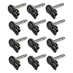 MKF 12개입 DIY 직각형 6.35mm TS 잭 플러그, 검은색 니켈 도금, 플랫 플러그, 기타 페달 보드용 패치 케이블