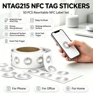 Ntag 215 NFC 휴대폰용 RFID 태그 스티커 접착 라벨 NFC Ntag215 자가 접착 태그 13.56MHz ISO14443A 스티커