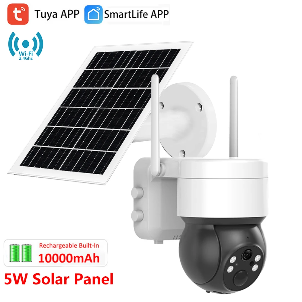 투야 스마트라이프 WIFI 3MP IP65 방수 인체 추적 풀 컬러 야간 투시 감시 스마트 보안 태양광 CCTV IP 카메라