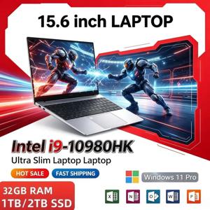 15.6인치 대용량 노트북, 2026년형 인텔 i9-10980HK 프로세서 탑재, 초박형 휴대용, 16GB/32GB RAM, 윈도우 11, 1/2TB 대용량 SSD.