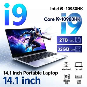 인텔 i9-10980HK, 초고속 노트북, 2026년형, 14.1인치, 세련된 디자인, 초박형, 휴대용, 16GB/32GB RAM, Windows 11, 1/2TB 대용량 SSD.