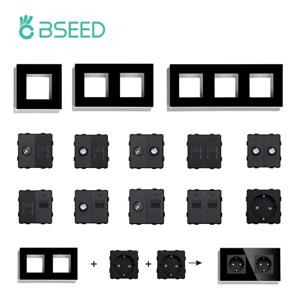 Bseed EU 표준 USB Type-C 소켓 부품 버튼 스위치 인터넷 TV HDMI 위성 유리 프레임 블랙 DIY 기능 부품
