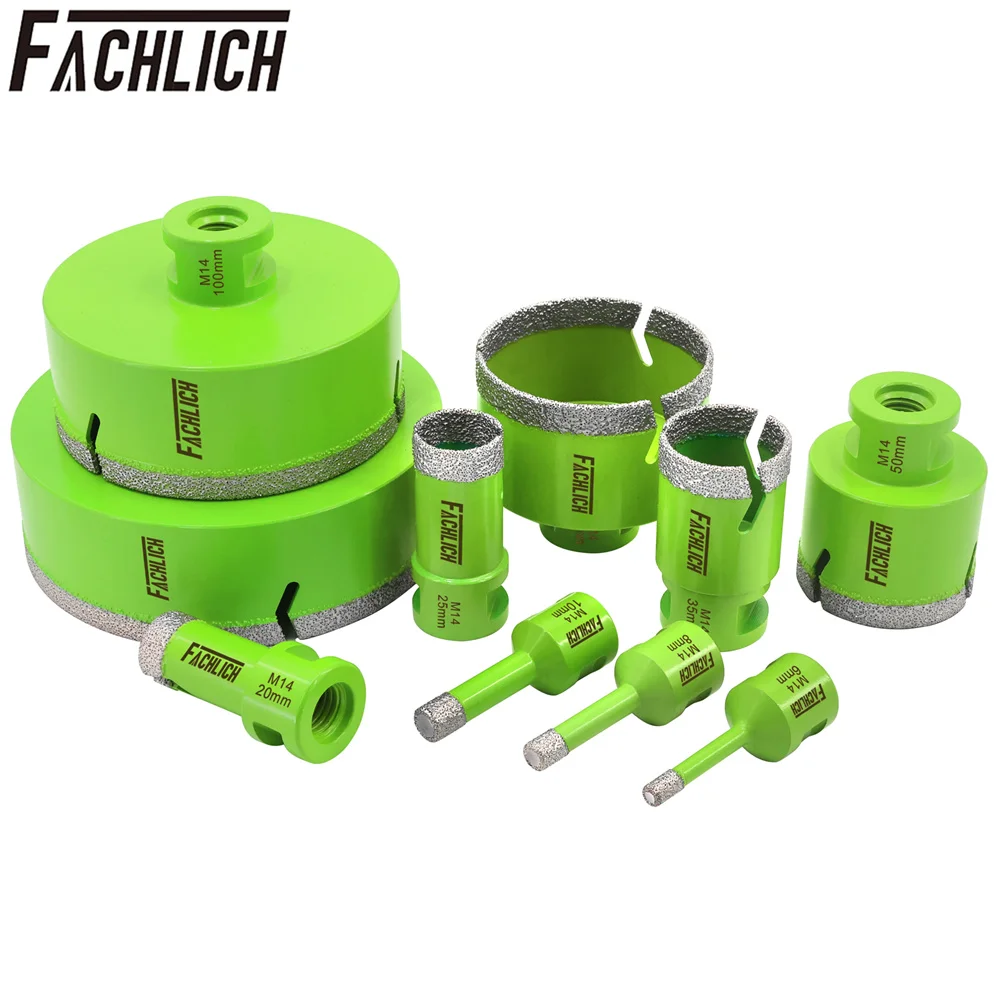 FACHLICH 1/2pcs 드릴링 비트 코어 비트 직경 6-150mm 세라믹 타일 화강암 대리석 스톤 M14 스레드 건식 드릴링 커터 홀쏘