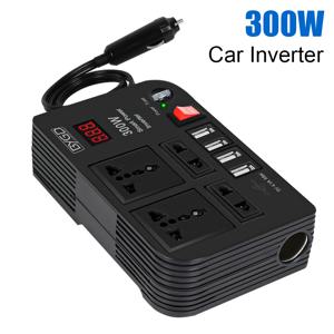 과부하 보호 ON/OFF 스위치 4 AC 소켓 DC 12V ~ AC 220V 변환기 콘센트 자동차 인버터 4 USB 포트 300W 전원 어댑터