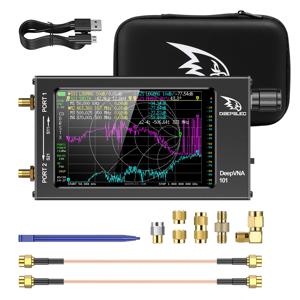 DeepVNA-101 4.3인치 안테나 분석기 10k-1.5GHz SWR 미터 VHF UHF 네트워크 분석기 HW3.2 IPS LCD + 금속 케이스 NanoVNA-F
