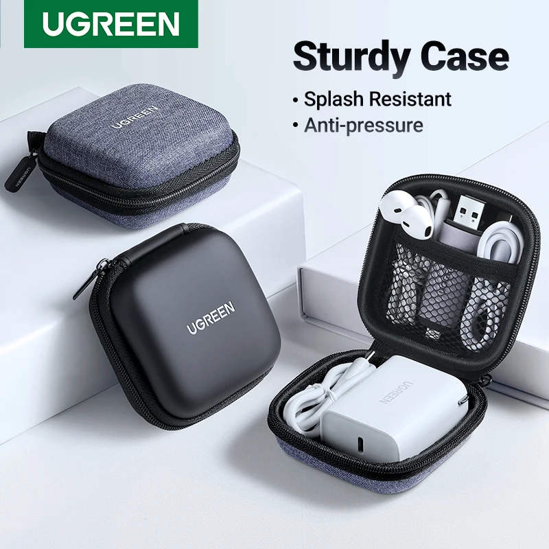 UGREEN 에어팟 충전기 케이블용 보관 케이스 가방, 블루투스 헤드폰, 럭셔리 보관 케이스