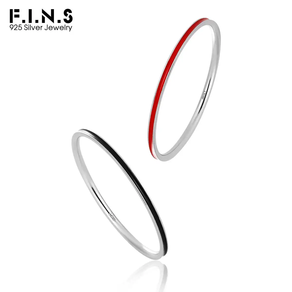 F.I.N.S 오리지널 S925 스털링 실버 슬림 서클 링 여성용, 미니멀리스트 드립 접착제, 쌓을 수 있는 라인 손가락 약혼 파인 주얼리