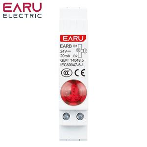EARU 18MM DIN 레일 장착형 음향 시각 경보기, 빨간색 LED 파일럿 신호 표시등 포함, AC230V 50/60Hz DC24V