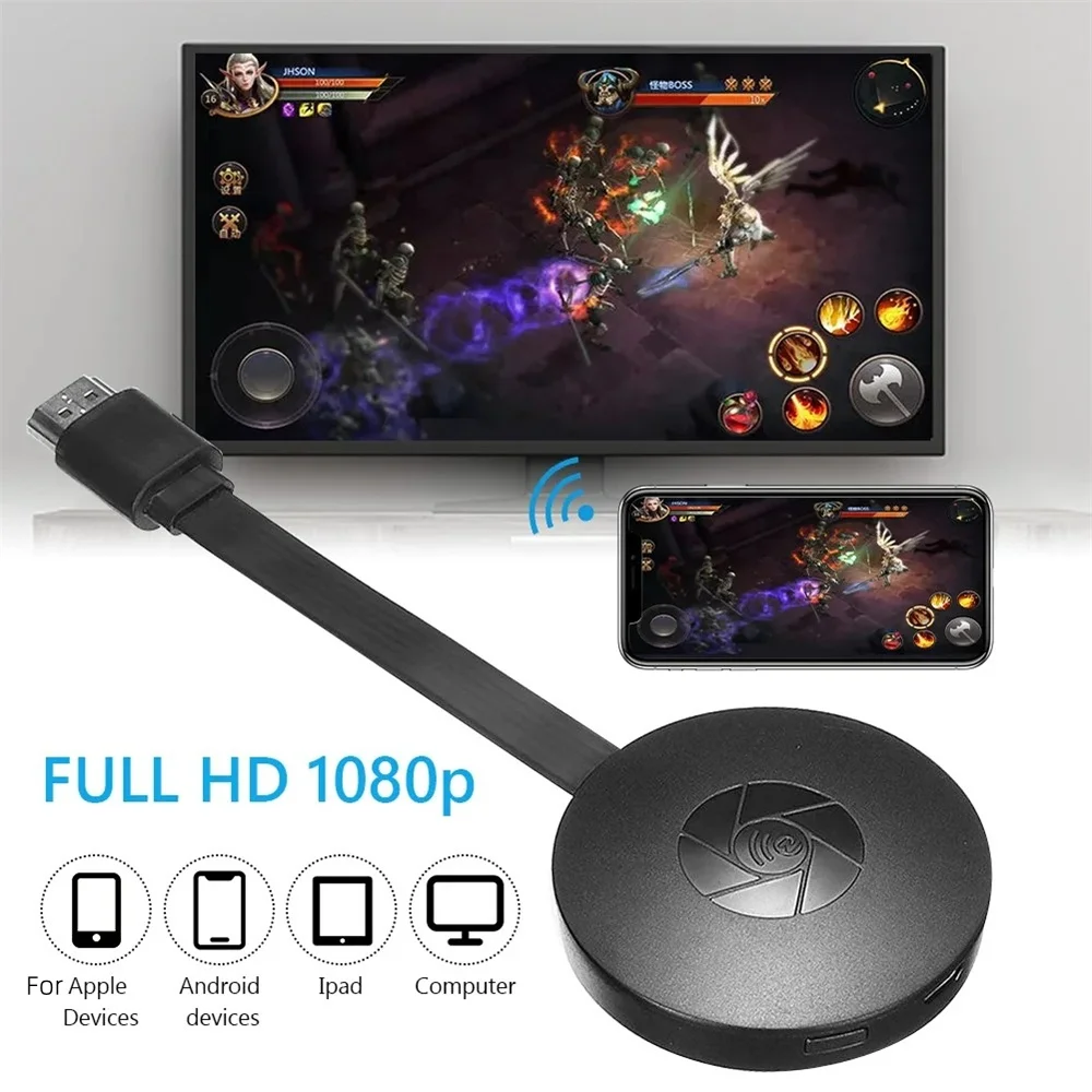 무선 HDMI 미러링 다중 장치 휴대폰은 TV에 연결됨 HD 1080P 프로젝션 컴퓨터 아이패드 WIFI 라이브 스크린 프로젝터