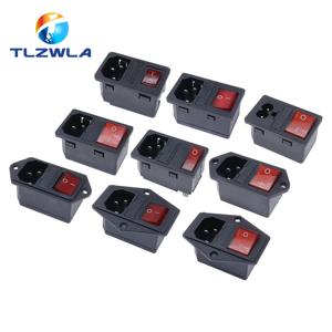 인렛 플러그 핀 커넥터 3핀 IEC320 C14 전기 소켓 LED 250V 로커 스위치 황동 10A 퓨즈 컴퓨터 마운트 액세서리