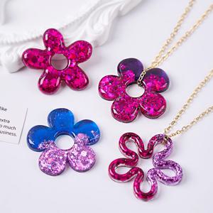 귀걸이 펜던트 에폭시 실리콘 몰드 DIY 수제 중공 꽃 목걸이 키 체인 장식품 UV 수지 쥬얼리 공예 주조 금형