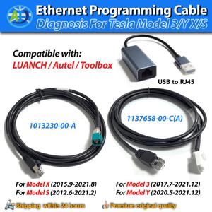 테슬라 모델 3/Y X/S용 이더넷 프로그래밍 케이블 1137658-00-A 1013230-00-A OBD ENET 어댑터 진단 케이블 (테슬라 툴박스용)
