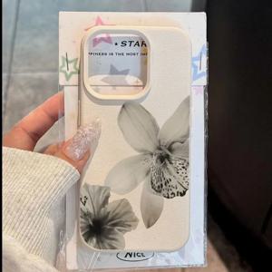 블랙 앤 화이트 플로럴 패턴 폰 케이스 아이폰 18 16 17 15 14 프로 맥스 12 11 13 XS X XR 16 플러스 16e 리치 패턴 소프트 커버