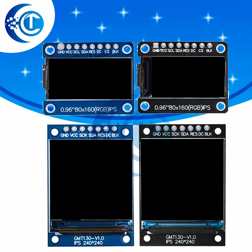 1개 0.96/1.3 인치 TFT LCD 디스플레이 모듈 ST7735 SPI 드라이버, 65K 색상, 80x160 해상도(비OLED), 아두이노 호환