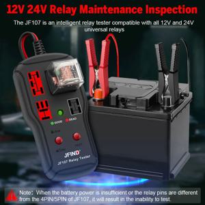 자동차 릴레이 테스터 12V 24V 범용 릴레이 수리 도구 테스터 4핀 5핀 전압 배터리 체커 LED 포함 JFIND JF107