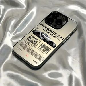 모던 레이싱 스타일 스포츠 라인 아이폰 케이스 (아이폰 18, 17, 16 프로 맥스, 15, 14, 13, 12, 11, XS, X, XR, 7, 8 플러스, 17에어, 16E 하드 커버)