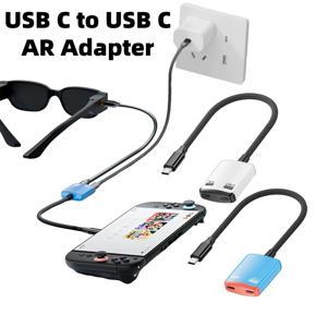XREAL/VITURE One/RayNeo AR XR 안경용 2in1 USB C 어댑터, 8K 비디오, PD100W 고속 충전, 스위치 게임 콘솔, 노트북, 휴대폰용