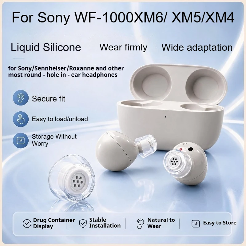 소니 WF-1000XM6 /XM5/4/3용 새로운 액체 실리콘 이어팁 이어버드 이어폰 케이스 소음 제거 빈 이어캡 미끄럼 방지 이어플러그