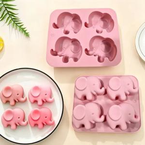4구 코끼리 모양 실리콘 몰드 DIY 베이킹 몰드 (케이크, 머핀, 초콜릿, 아이스 큐브, 사탕, 비누, 수제 주방 도구)