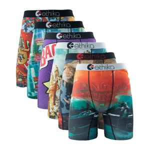 ETHIKA 6Pcs 남성 속옷 복서 통기성 메쉬 가랑이 남성 속옷 플러스 사이즈 프린트 남성 팬티 트렁크 섹시한 남성용 Boxershorts