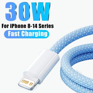 PD 30W 고속 충전기 아이폰 14 13 12 11 X XR XS 8 Pro Max Plus Mini iPad Air 고속 충전 케이블 USB C to Lightning 내구성 강한 B