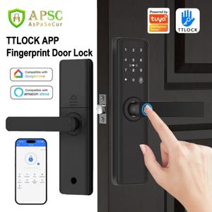 TTLOCK 앱 지문 도어락 시스템 블루투스 RFID IC 카드 스마트 도어락 보안 디지털 전자 도어락 (키 포함) 가정용
