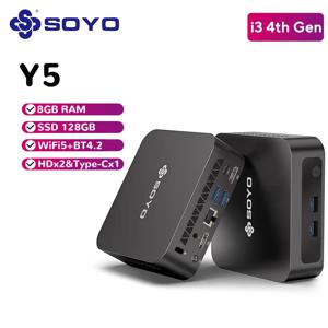 SOYO 미니 PC 인텔 4세대 i3 8GB RAM 128GB SSD 2×HDMI Type-C 4×USB3.0 WiFi5 BT4.2 윈도우 10 프로 홈 미니 데스크탑 컴퓨터