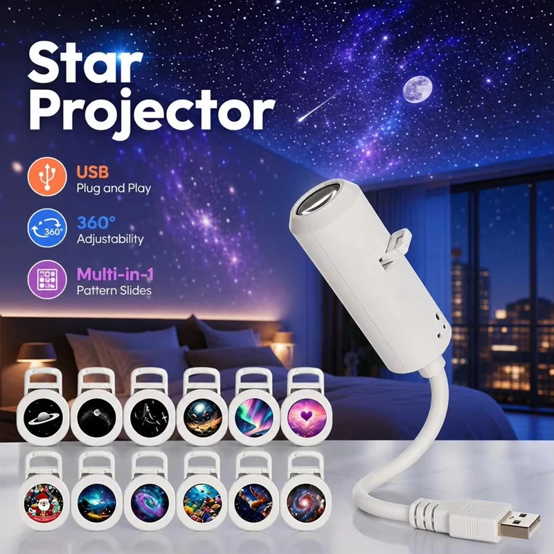 USB 별빛 밤하늘 조명 HD 스마트 다이내믹 홀로그램 라이트 프로젝터 갤럭시 프로젝터 필름 자동차 분위기 조명 인기 상품