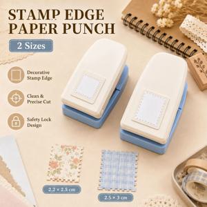 1개 미니 우표 모양 직사각형 펀치, 2.2 × 2.5cm/2.5 × 3cm 크기, DIY 종이 공예 및 스크랩북 프로젝트용 종이 펀치