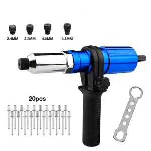 전동 리벳 건, 2.4mm-4.8mm, 휴대용 리벳 너트 건, 드릴 어댑터, 가정용 플러그인 리벳 공구, 무선 리벳 못 비트 공구 세트