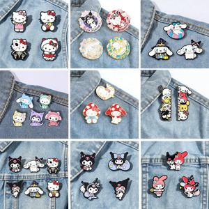 2-6개/세트 귀여운 만화 고양이 강아지 에나멜 브로치 배낭 옷깃 금속 배지 코스프레 의류 액세서리 친구 선물