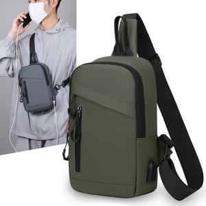 심플한 디자인 PU 가죽 가슴 가방 남성용 새로운 스타일 USB 다기능 싱글 숄더 캐주얼 통근 크로스바디 백