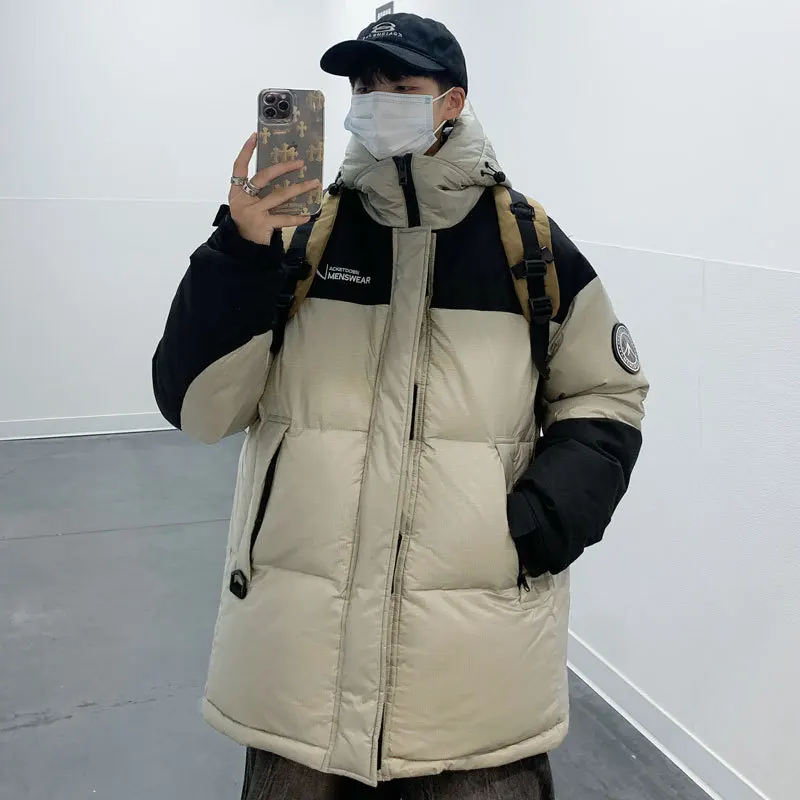 남성용 다운 코트, 넉넉한 핏의 겨울용 재킷, 남녀 공용, 거위 깃털 충전재, 따뜻하고 두꺼운 캐주얼 아웃도어 패딩 재킷, HXY1672