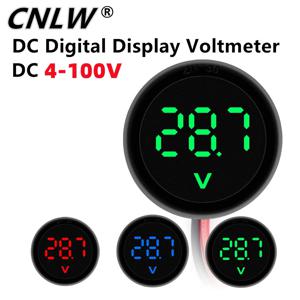 DC 4-100V LED 디지털 디스플레이 라운드 2 선 전압계 DC 디지털 자동차 전압 전류 측정기 볼트 감지기 테스터 모니터 창