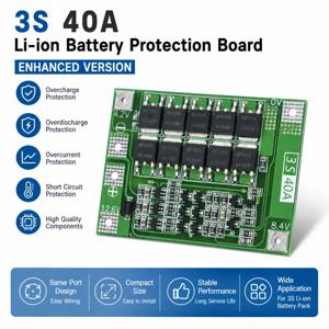 BMS 3S 12V 40A 리튬 배터리 보호 보드 18650 리튬 배터리 충전 보호기 동일 포트