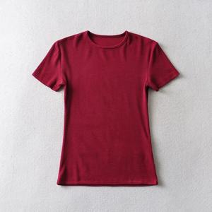 캐주얼 여름 여성 스키니 피트 티셔츠 꽉 반소매 오목 티 기본 솔리드 크롭 탑 티셔츠