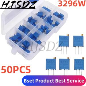 50PCS 3296W 멀티 턴 트리머 전위차계 키트 고정밀 3296 가변 저항기 500R 1K 2K 5K 10K 20K 50K 100K 200K 1M 신규