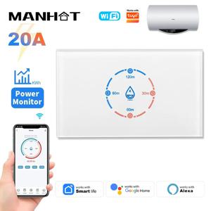 20A 스마트 와이파이 온수기 보일러 터치 스위치 4400W 미국 표준 타이머 SmartLife 앱 원격 제어 Alexa Google Tuya 연동