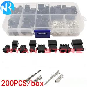 200 개/상자 2.54mm 피치 JST SM 2P3/4/5Pin Dupont 점퍼 와이어 커넥터 키트 Male/ Female 하우징 핀 헤더 압착 단자 어댑터