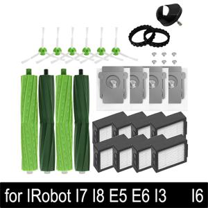 iRobot Roomba I7, I7+, I6, I8, I3, E5, E7, E&I 시리즈 진공 청소기 먼지 봉투 교체 부품용 HEPA 필터 사이드 브러시