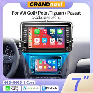 7인치 2Din 안드로이드 14 카 라디오 플레이어, VW 폭스바겐 스코다 옥타비아 골프 5 6 투란 파사트 B6 폴로 제타 GPS 멀티미디어용